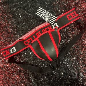 Red and black cellblock jockstrap